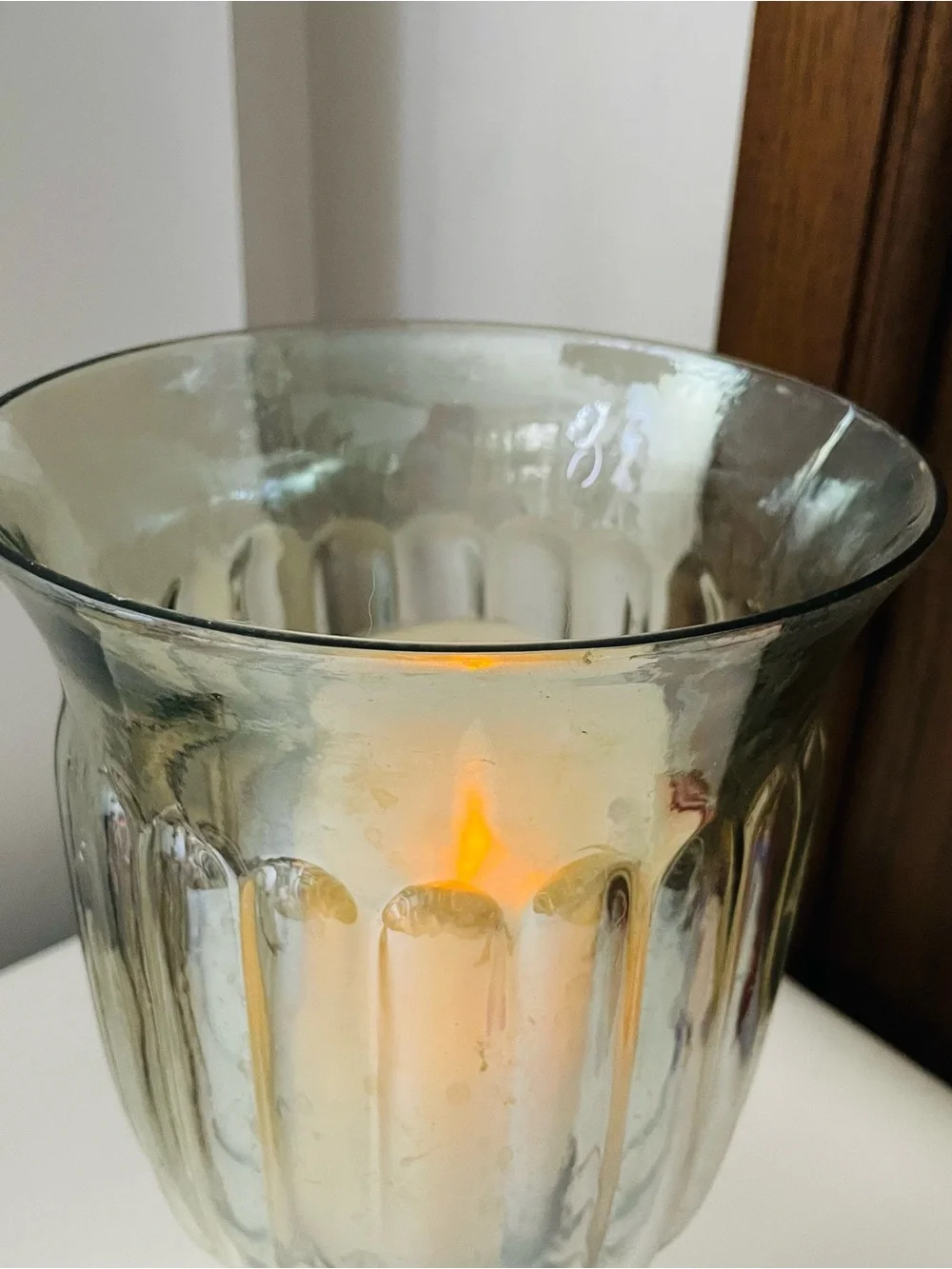 Classic Glass Hurricane Candle Holder with Pewter Base - Clear/Silver